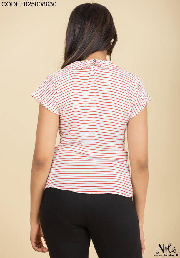 PETER PAN RED AND WHITE STRIPE BLOUSE
